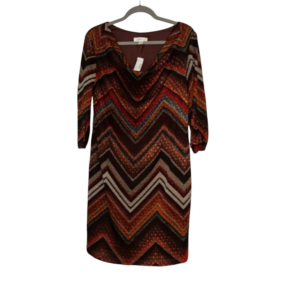 Dress Barn Lightknit Dress 12 NEW WITH TAGS Chevron Print Contemporary Career